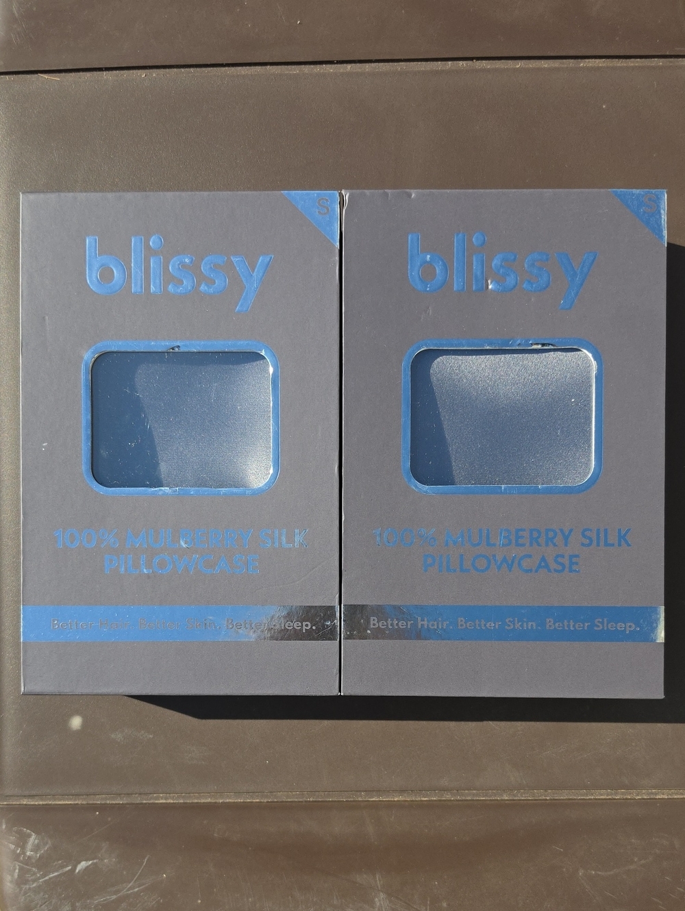 Blissy Mulberry Silk Pillowcase Set 2 Pillowcases Sz Standard 20"X26" Dark Grey
